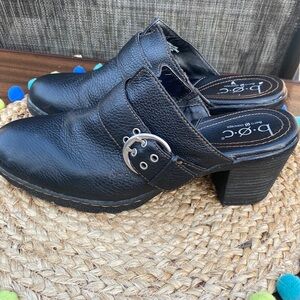 🍍 boc Born Concept Size 10 Black Leather Slip On Casual Mule Clog Slides🍍
